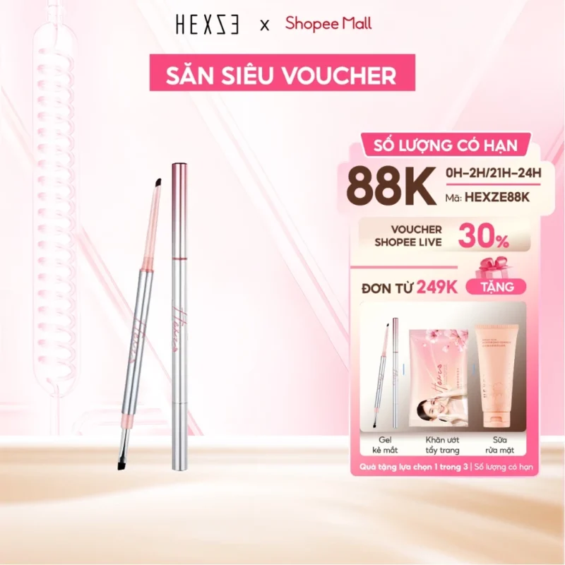 Chì Kẻ Mắt Dạng Gel 2 Đầu HEXZE Tiện Lợi, Không Lem, Không Trôi