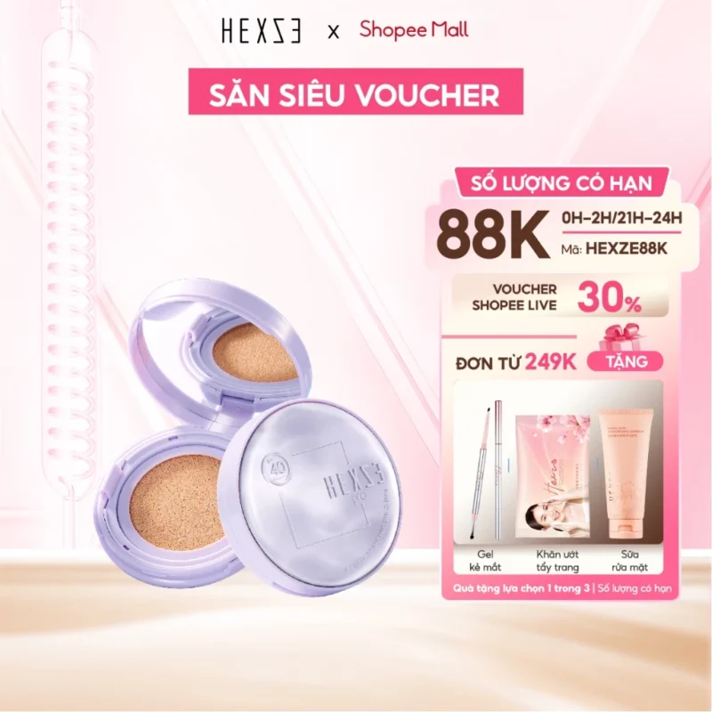 HEXZE Cushion 11g Kiềm Dầu, Lâu Trôi