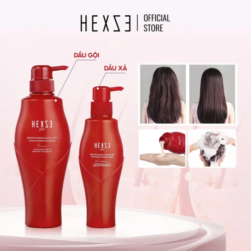Cặp Dầu Gội Xả HEXZE 500ml + 230ml Phục Hồi Tóc