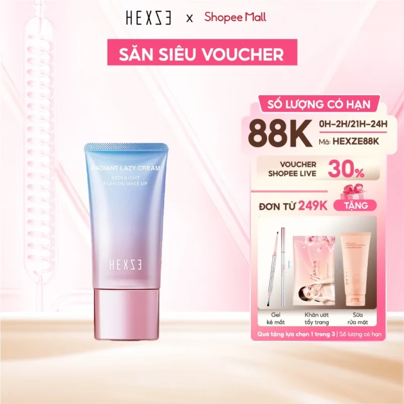 HEXZE Radiant Lazy Cream 50g Nâng Tone, Che Khuyết Điểm