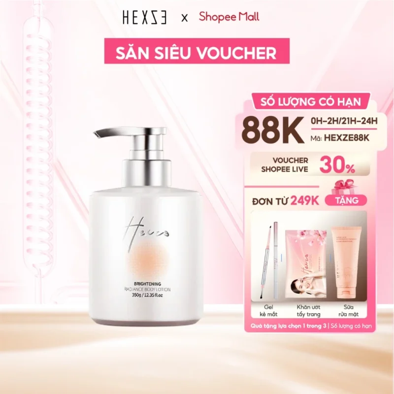 Sữa Dưỡng Thể Sáng Da HEXZE 350g, Dưỡng Ẩm, Dưỡng Sáng, Không Bết Dính Hương Thơm Tự Nhiên